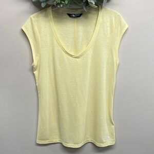 The North Face V-Neck Slub Cap Sleeve Tee Yellow M